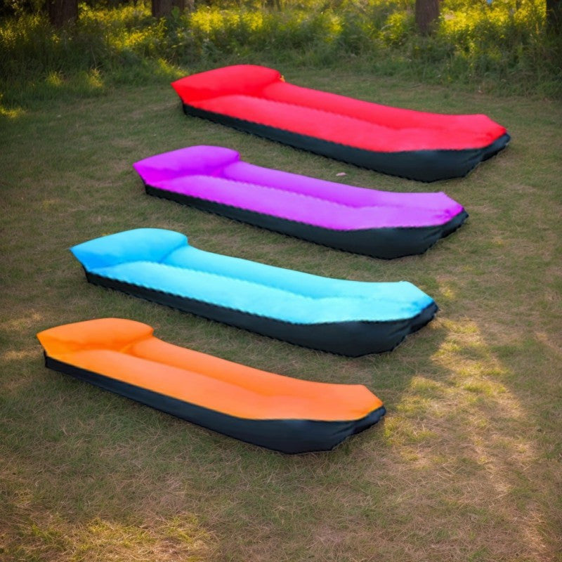 Canapé gonflable portable et fauteuil inclinable pour l'extérieur – Transat robuste semblable à un lit, gonflage et dégonflage rapides, léger et compact pour le camping, la plage, le jardin et les voyages, aucune pompe nécessaire