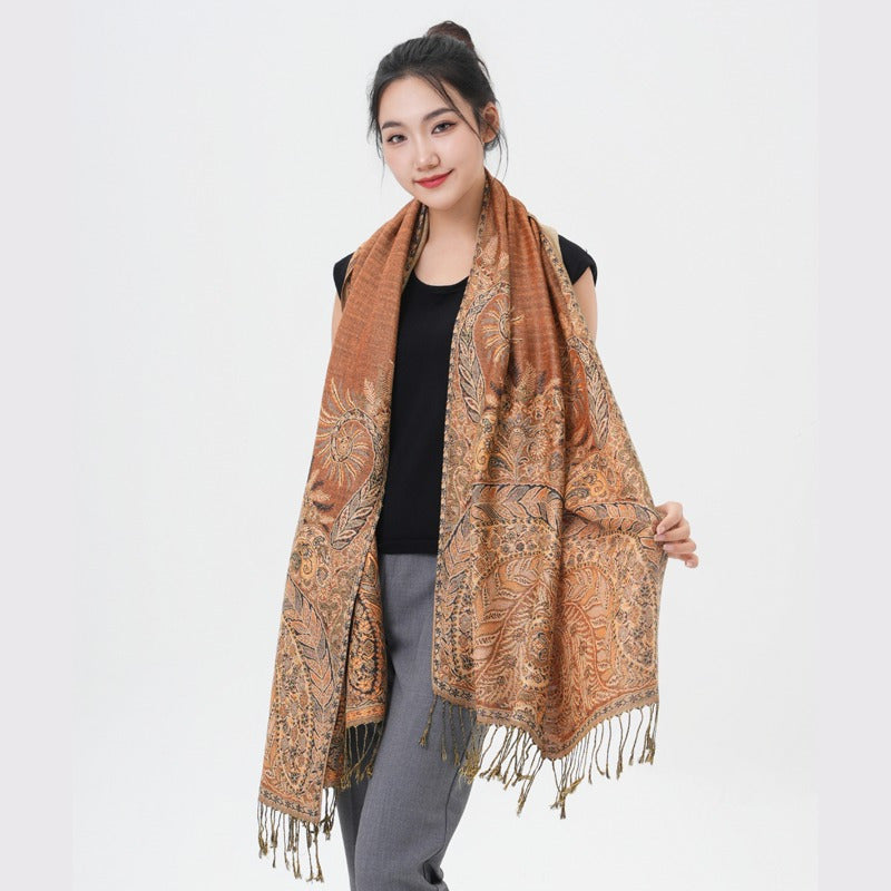 Écharpe pashmina à motif cachemire « queue de phénix » – Châle enveloppant épais et chaud pour femme, tissu doux et luxueux disponible en 17 couleurs éclatantes, polyvalent pour les événements formels, le quotidien et les cadeaux