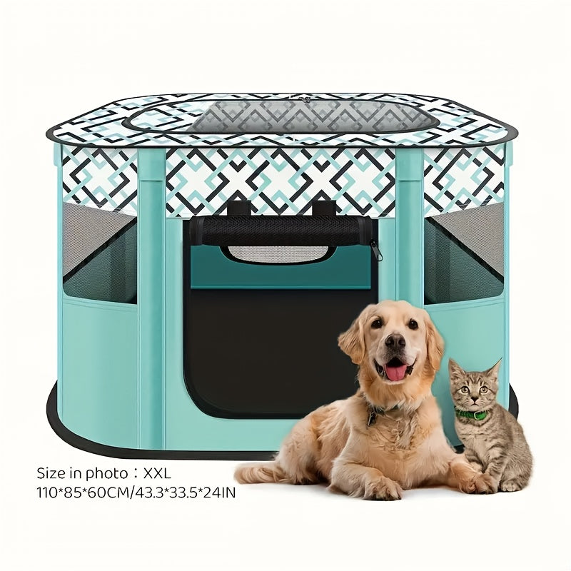 Parc pliable pour chiens, chats, chiots, chatons et lapins, enclos portable pour exercice, idéal pour l'intérieur, l'extérieur, le camping et les voyages, avec sac de rangement, violet, vert, tailles M, L, XL, XXL