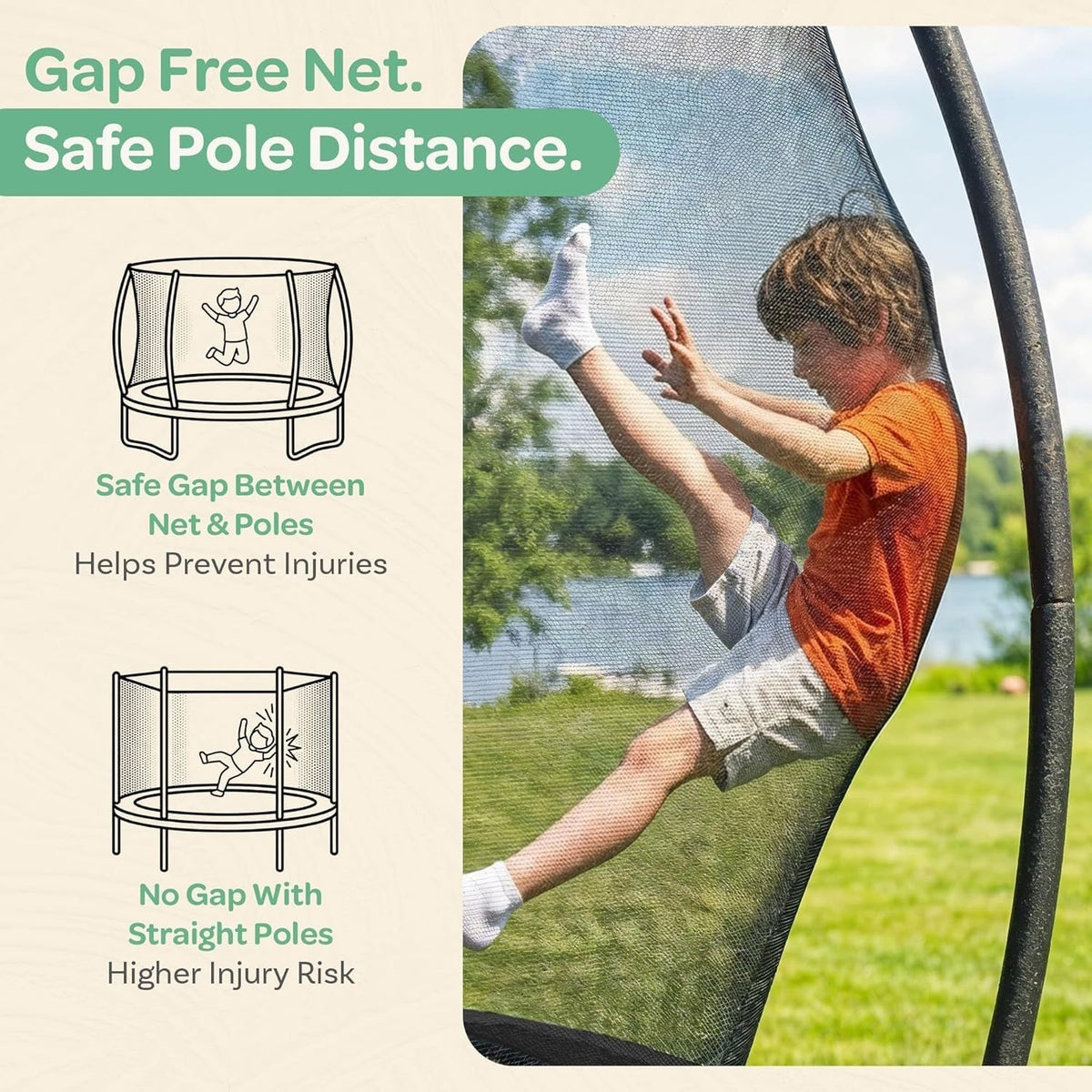 Trampoline d'extérieur JoyBerri avec filet de sécurité - Trampoline de jardin de 8 à 16 pieds pour enfants et adultes, cadre robuste antirouille, lumières LED, arroseur et échelle inclus | Cadeau de remise en forme amusant pour toute la famille