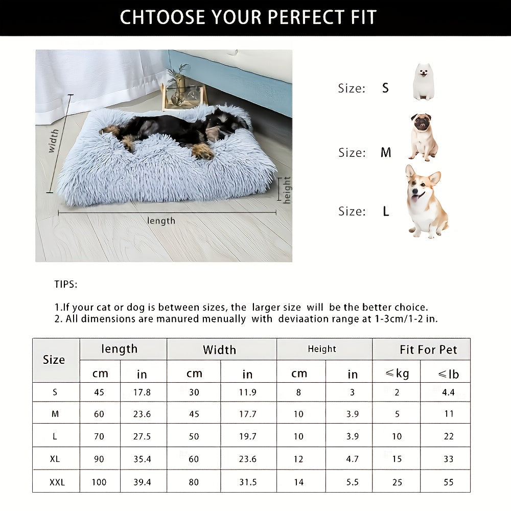 Panier pour chien et chat en peluche surdimensionné, tapis épais, chaud et lavable, lit pour animaux en polyester avec housse amovible, toutes races et tailles, mobilier pour animaux confortable et durable, gris clair, S, L, XL