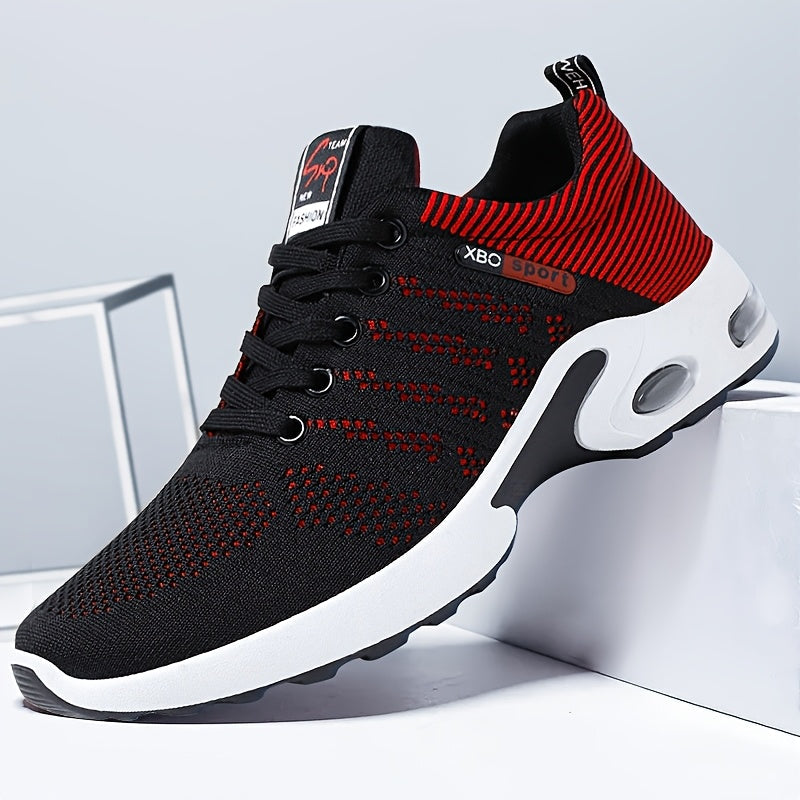 Baskets de sport à coussin d'air pour hommes – Chaussures décontractées à lacets respirantes avec semelle antidérapante, noir et blanc ou noir et bleu, pointures US 6,5–11,5, style urbain sportif