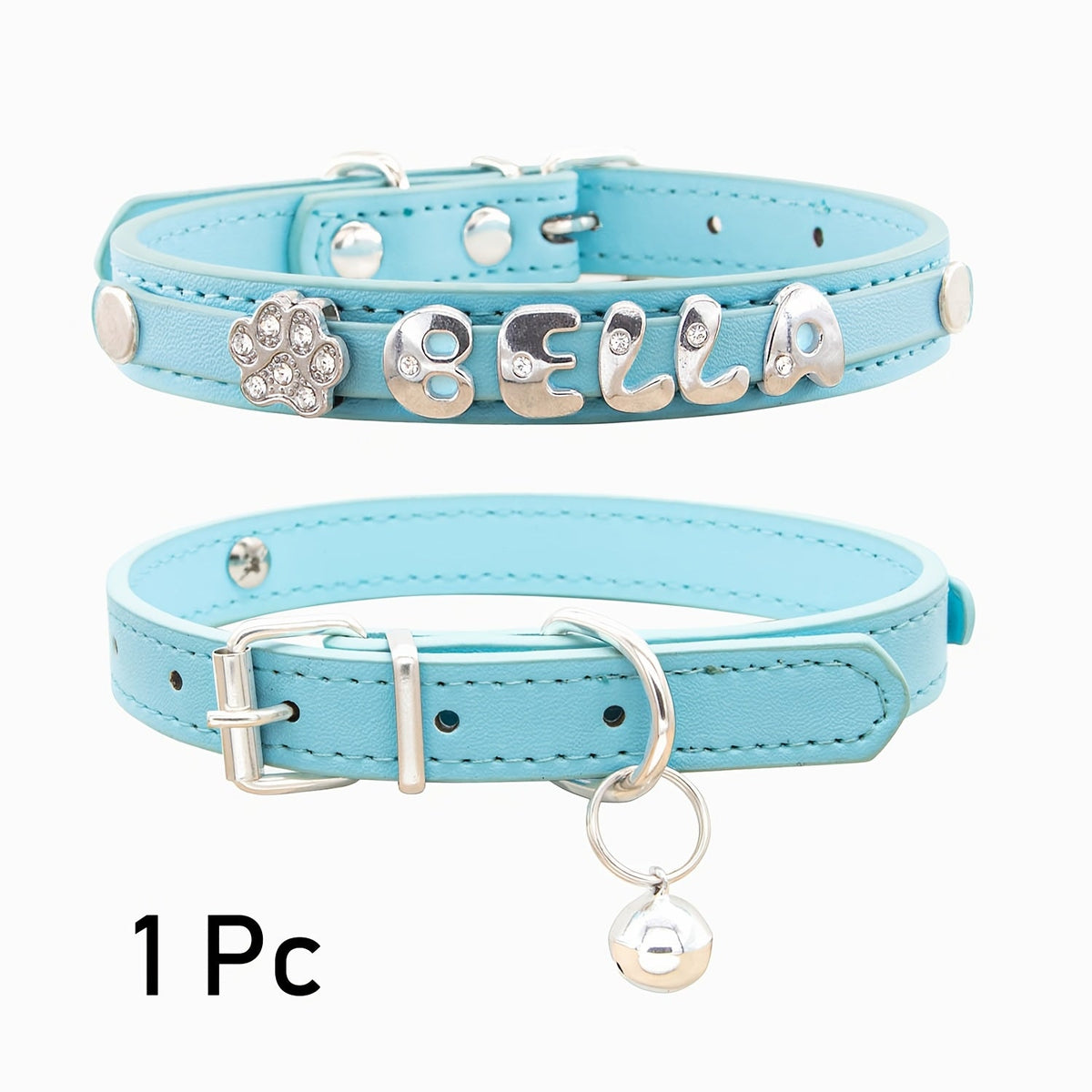 Collier pour chat et chien en similicuir personnalisé avec médaille, collier d'identification sur mesure pour petits et moyens chiens et chats, collier réglable pour animal de compagnie avec breloque exquise, 11 couleurs du XS au M