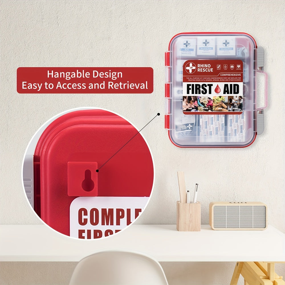 Trousse de premiers secours professionnelle polyvalente RHINO RESCUE - Idéale pour la maison, le bureau, les activités en plein air, le camping, la voiture, les voyages et les entreprises