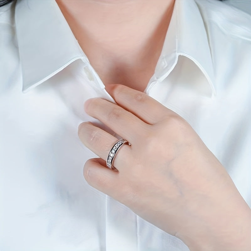 Bague unisexe en argent sterling 925 avec moissanite étincelante – Alliance élégante et polyvalente, tailles 5 à 13, parfaite pour les mariages, fiançailles, couples et cadeaux de Noël