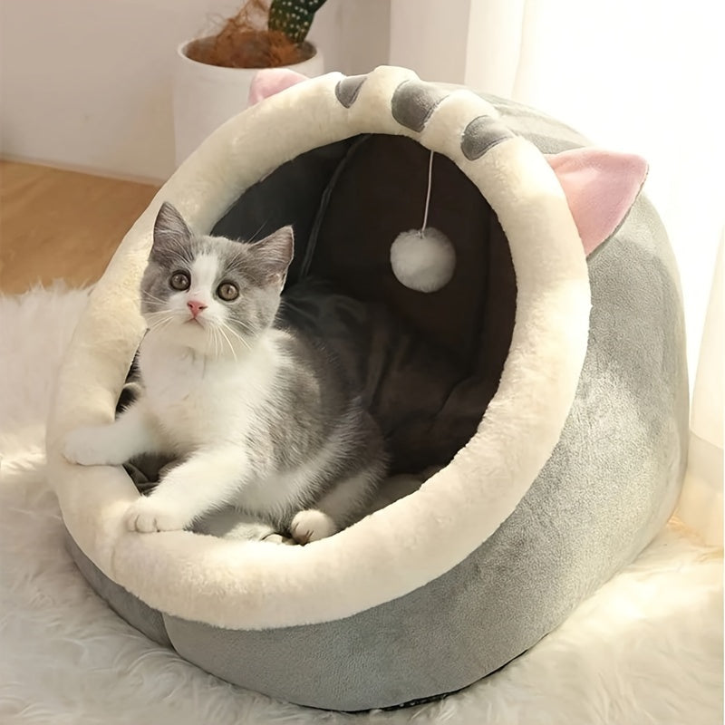 Panier pour chat moelleux avec tapis respirant - Couchage confortable pour chatons et chats de toutes tailles, niche d'intérieur toutes saisons