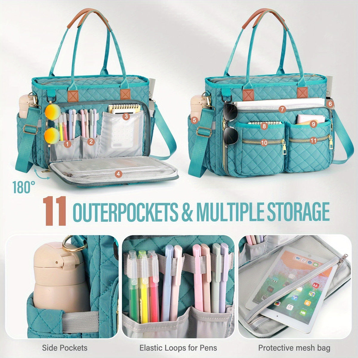 Sac fourre-tout à motif losanges pour femme – Sac de travail pour ordinateur portable à compartiments multiples, sac de banlieue résistant à l'usure pour enseignante, sac à bandoulière professionnel élégant pour le bureau, l'école et les voyages