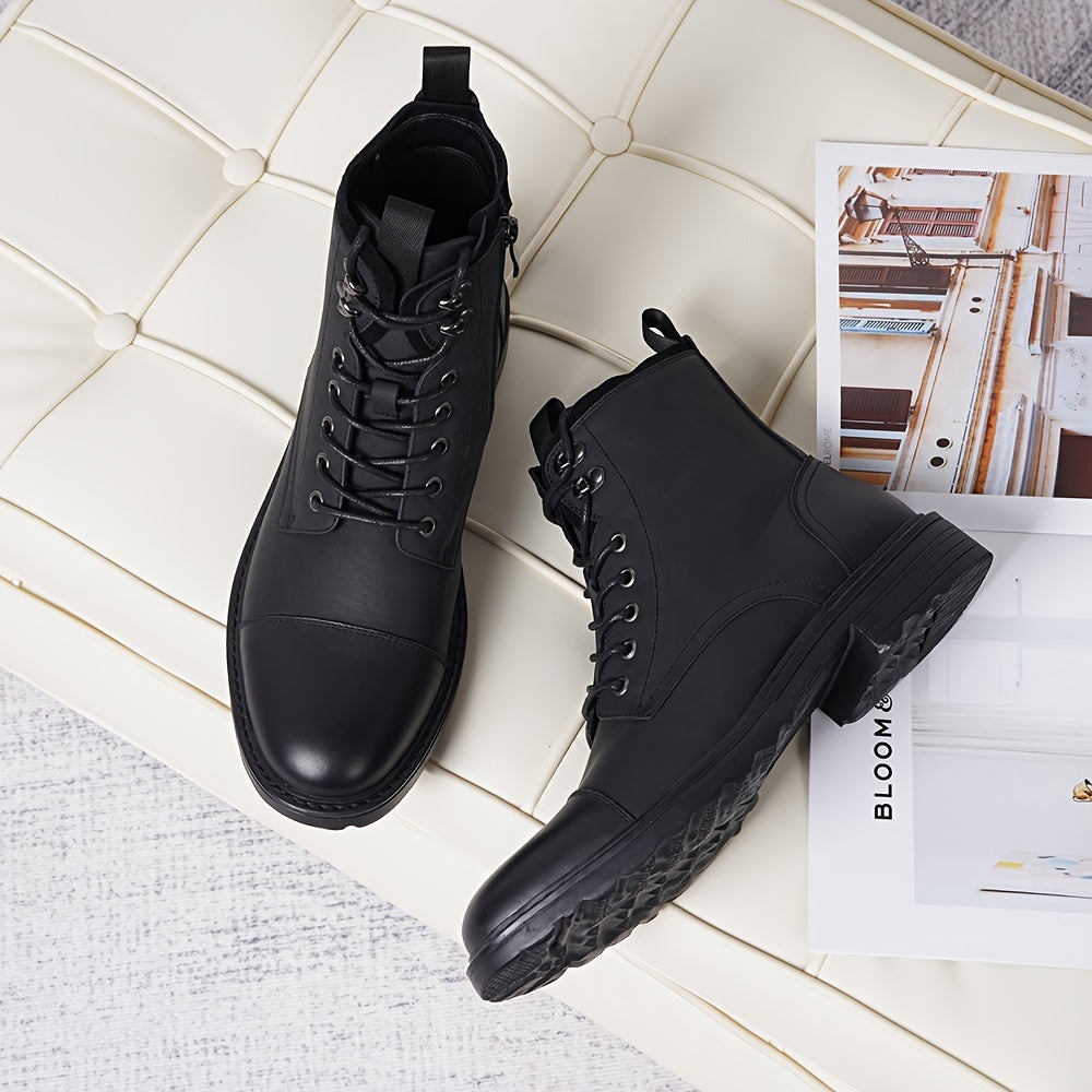 Bottes Chukka de moto pour homme – Bottines de ville en cuir véritable à lacets et fermeture éclair avec semelle antidérapante, bout renforcé, semelle intérieure rembourrée respirante, noir et marron | Velora