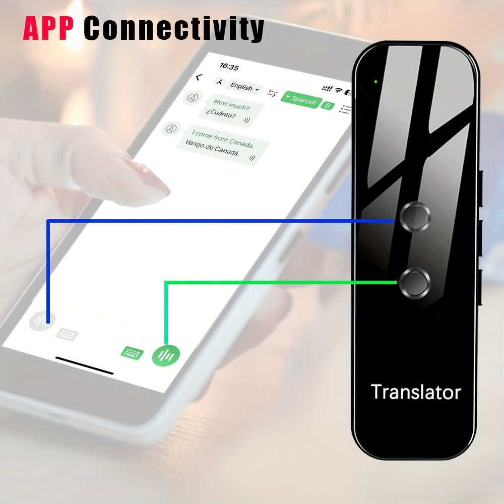 Appareil de traduction portable, traduction vocale instantanée bidirectionnelle en 137 langues, connecté à une application, traducteur haute précision pour les voyages, les affaires et l'apprentissage avec écouteurs