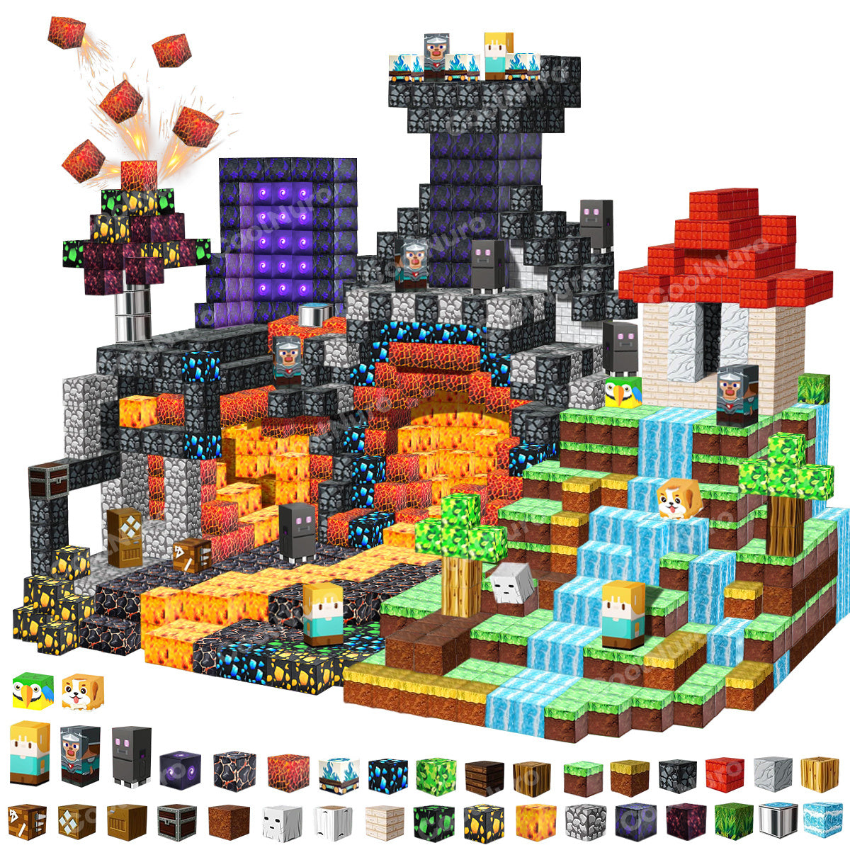Ensemble de blocs de construction magnétiques Aventure Lave, 200-300 pièces, jouet de construction éducatif STIM pour adolescents, enfants et famille, jeu d'intérieur et d'extérieur, cadeau d'anniversaire ou d'Halloween, couleur aléatoire