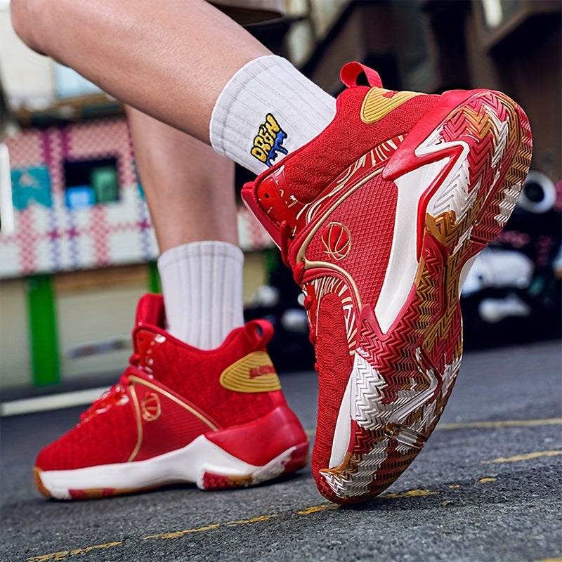 Chaussures de basket-ball montantes pour hommes, semelle en caoutchouc antidérapante, baskets à lacets respirantes pour hommes, chaussures de sport durables pour la course, 3 couleurs, tailles US 6,5-13,5, soutien de la cheville avec amorti