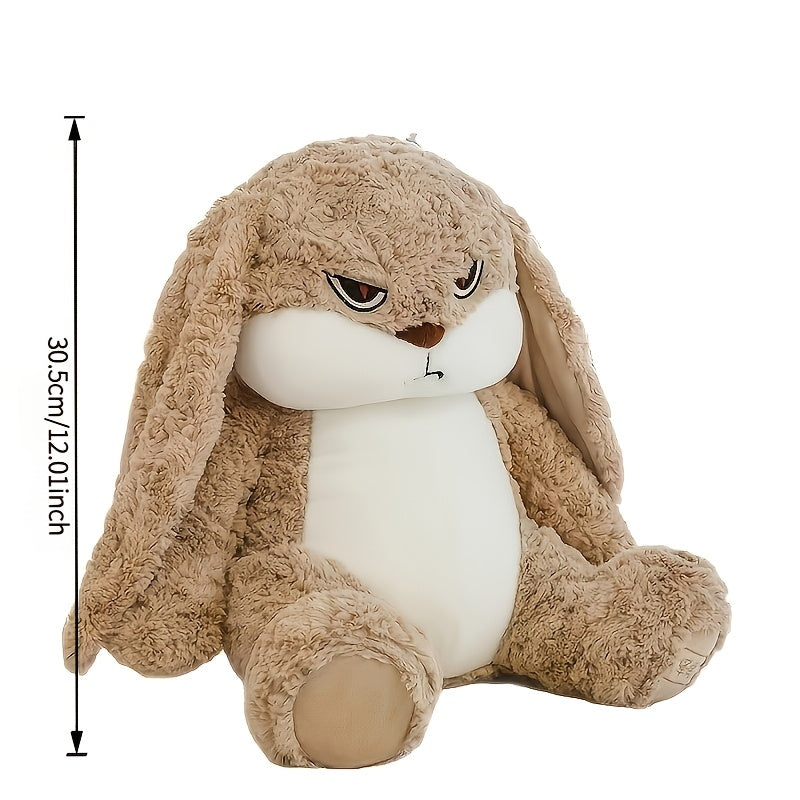 Peluche lapin pour animaux de compagnie avec yeux vifs, oreilles duveteuses, douce et câline, jouet interactif pour chats, chatons, chiens et chiots - Modèle lapin diable aux longues oreilles