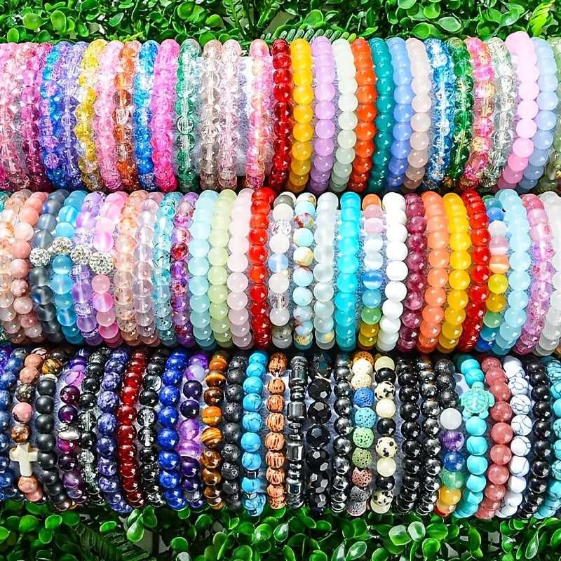 Lot de 30 bracelets bohèmes en perles de verre pour femmes et hommes – Bracelets extensibles multicolores empilables, bijoux bohèmes pour le quotidien, cadeau pour toutes les saisons