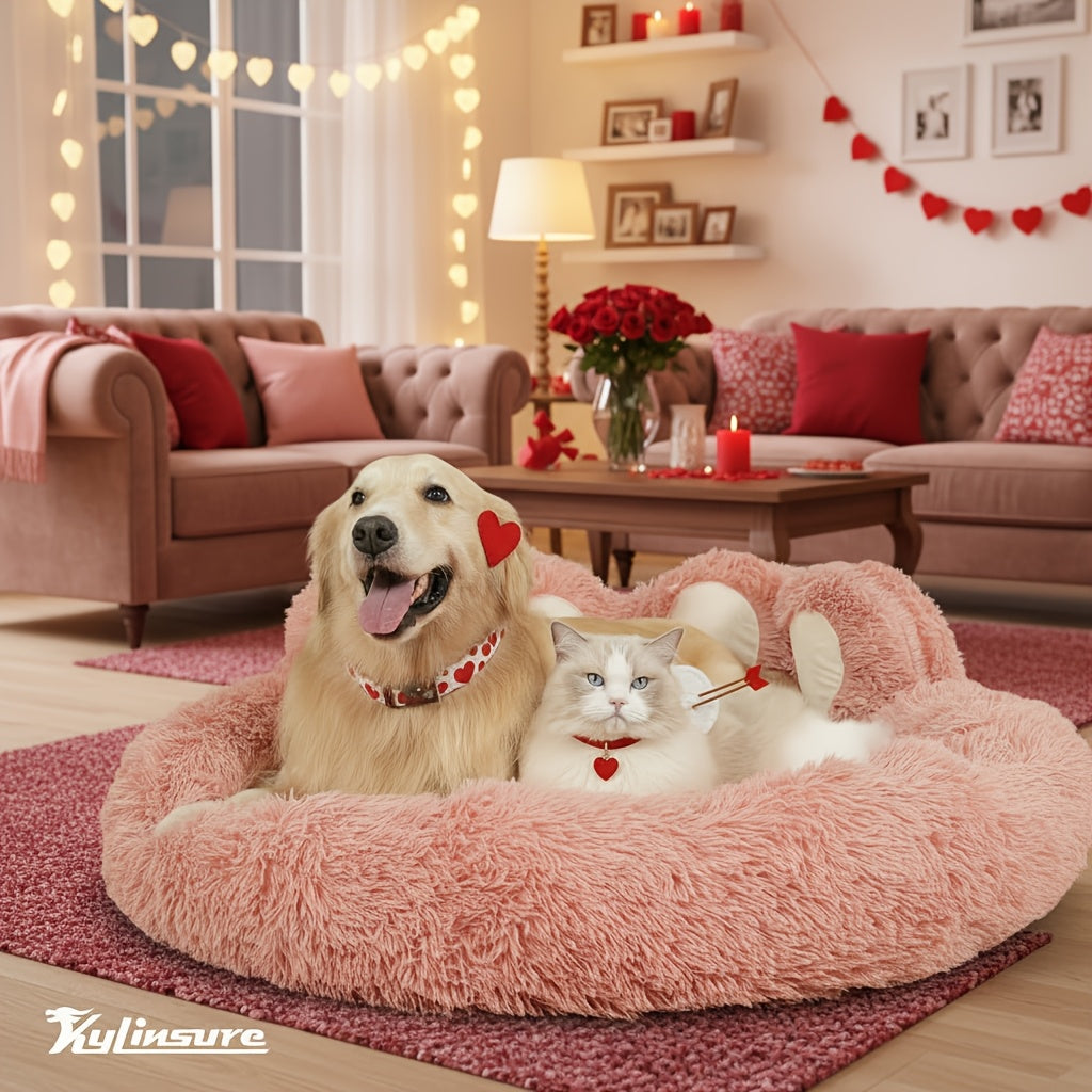 Lit pour chien et chat en forme de patte d'ours – Coussin rond apaisant, chaud et doux en peluche pour animal de compagnie avec foulard bonus, S M L XL 2XL Café Rose Gris Marron pour chiens et chats de petite, moyenne et grande taille