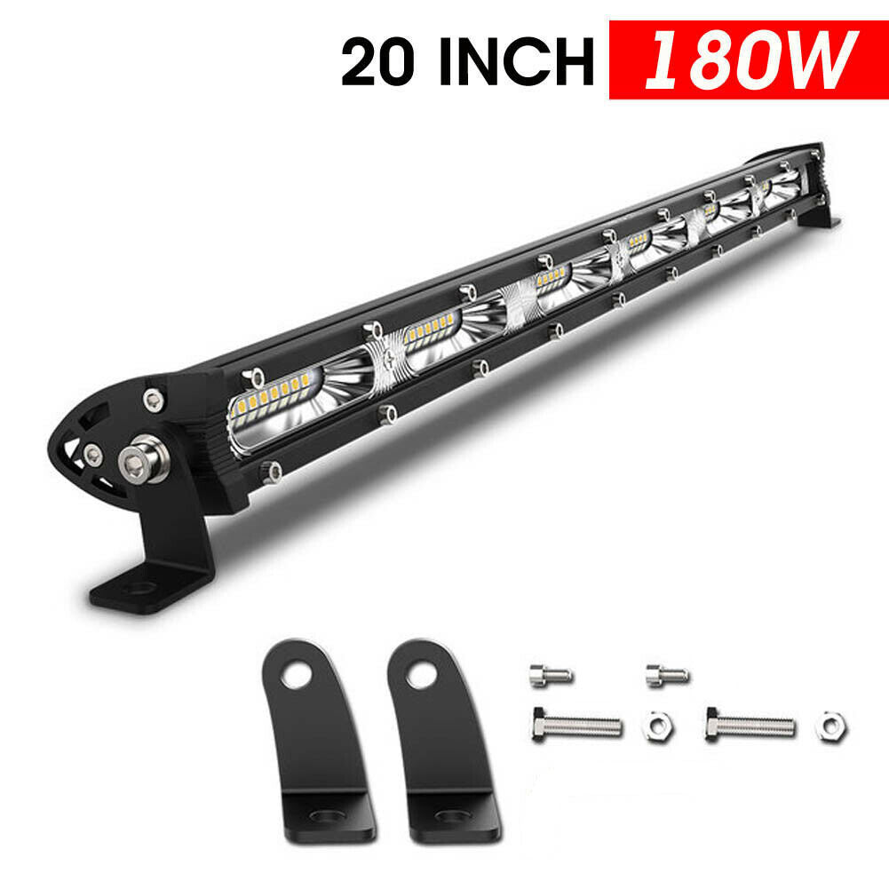 Barre lumineuse LED 20 pouces 180W pour tout-terrain, simple rangée – Lampe de travail ultra mince 12V/24V pour camion, VTT, VUS, tracteur, Jeep et bateau – Blanc 6000K, durée de vie de 50 000 heures – Velora