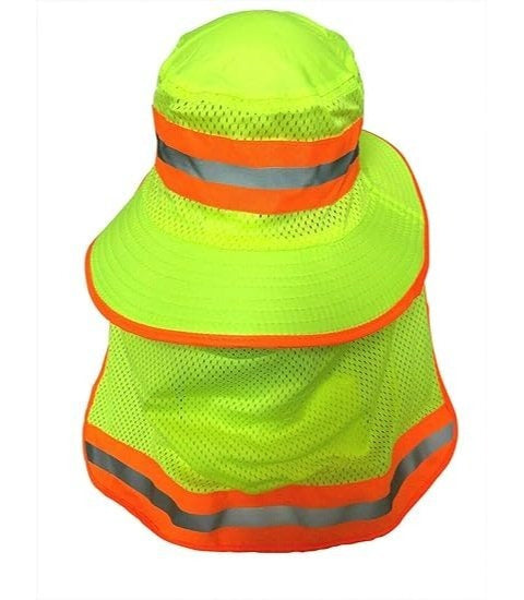 Chapeau de soleil réfléchissant haute visibilité pour homme avec protège-nuque – Bob à large bord, protection UV UPF, maille respirante à séchage rapide, chapeau pour la pêche, la randonnée et le camping en plein air