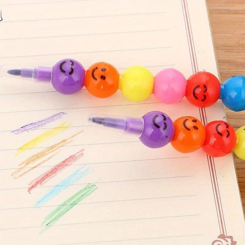 20 crayons à dessin Smiley pour enfants - Ensemble de crayons en forme de bonbon mignon pour élèves, fournitures de dessin pour enfants, cadeau de papeterie scolaire, souvenir de fête d'anniversaire, Noël ou Halloween, couleurs aléatoires