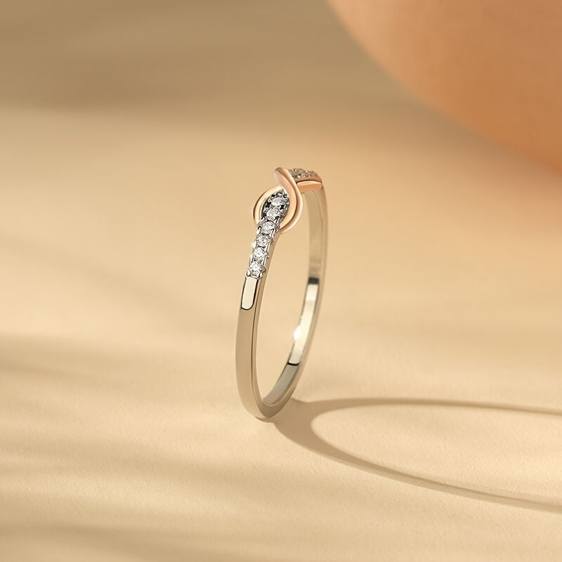 Bague « 8 chanceux » pour femme en argent sterling 925 – Incrustation de zircone cubique, design bicolore, anneau empilable élégant, tailles 5-10, bijou raffiné pour mariage et cadeau