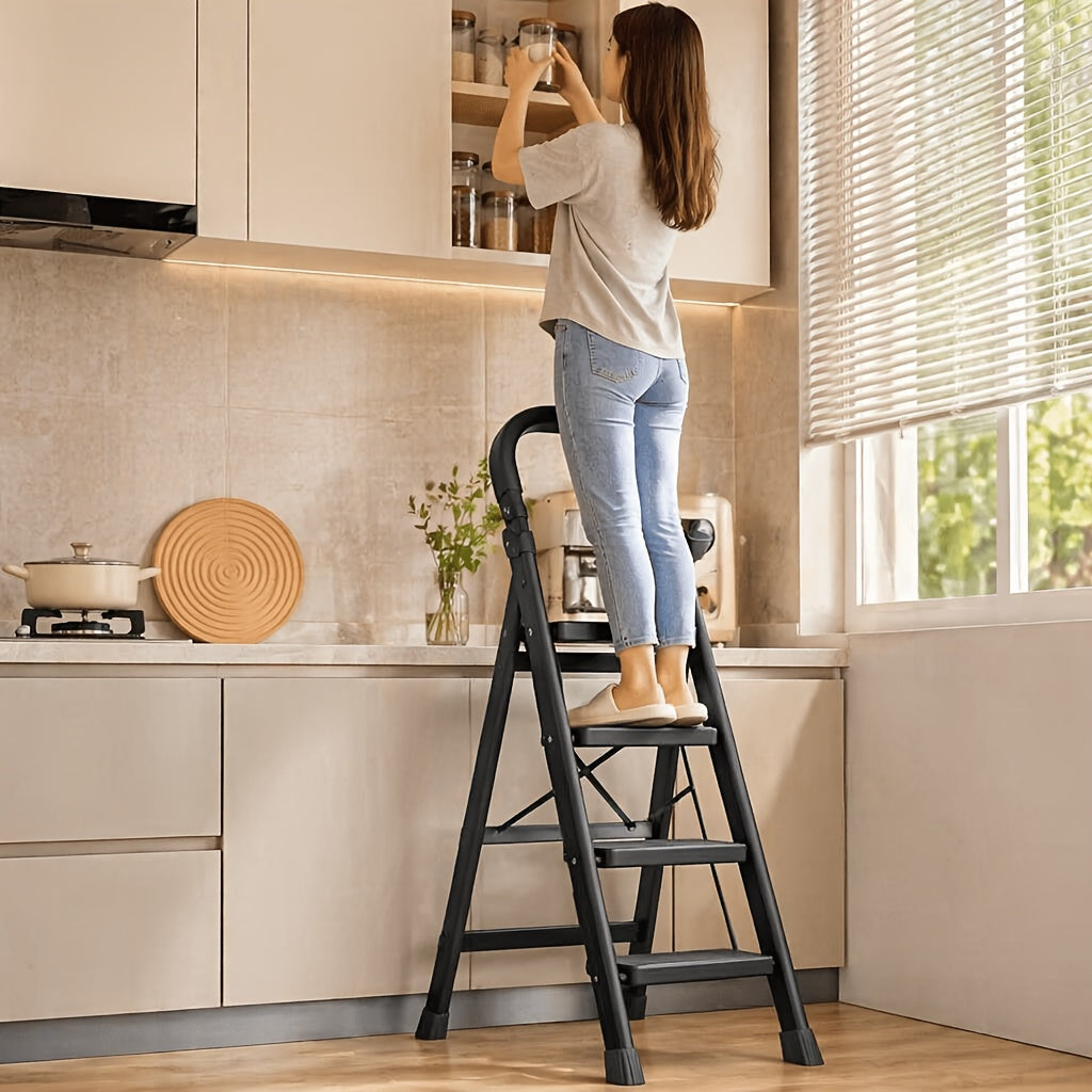 Escabeau pliant robuste, capacité 225 kg - Échelle portable antidérapante à 2/3/4/5 marches, plastique léger et durable, marchepied pliable pour la maison, la cuisine, le bureau et usage industriel