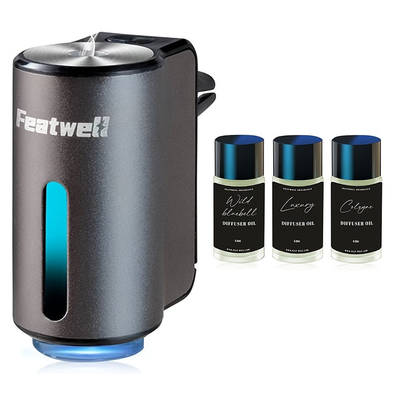Diffuseur d'aromathérapie pour voiture, humidificateur USB à huiles essentielles | 3 modes de brume réglables, diffuseur de parfum intelligent pour véhicule – Noir, rouge, gris, rose – Lot de 6 parfums en option