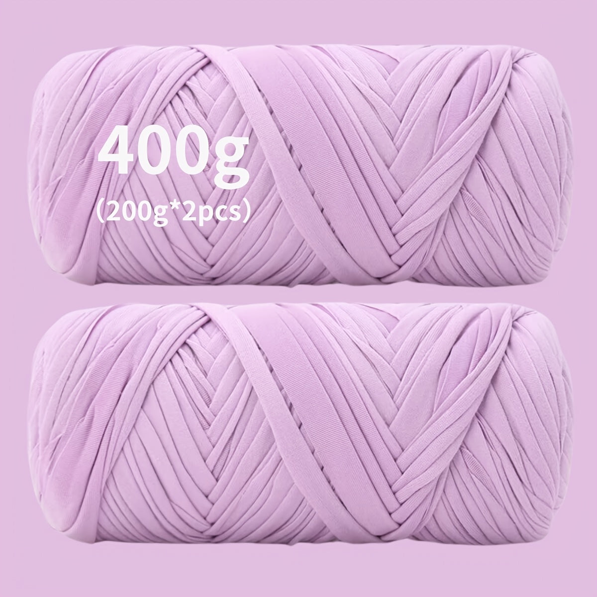 Fil de coton pour t-shirt 400 g (2 x 200 g) mélange de coton épais en 49 couleurs – Fil épais et doux pour paniers au crochet, sacs, tapis, projets de macramé et tricot – Fil de loisirs créatifs idéal pour les débutants