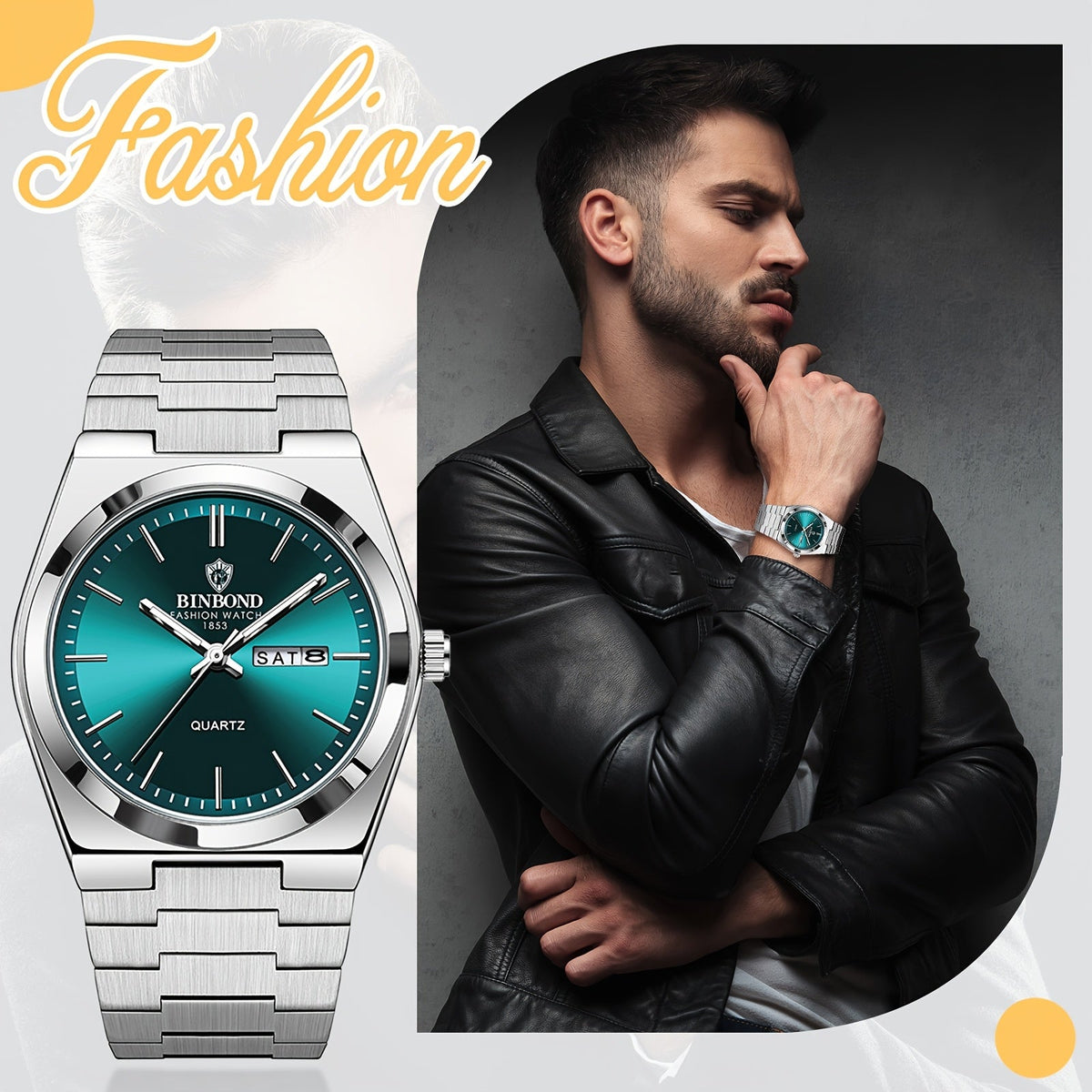 Montre à quartz pour homme en acier inoxydable – Cadran luminescent, calendrier avec date, montre-bracelet analogique business pour homme, cadran rond classique, bracelet en acier massif, plusieurs couleurs disponibles