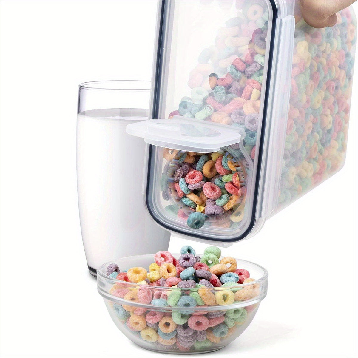 Lot de 8 récipients de stockage alimentaire transparents avec couvercles (4 bocaux + 4 couvercles, 4 L) – Boîtes de cuisine hermétiques anti-humidité pour céréales, riz, grains de café, noix, thé, sel et épices