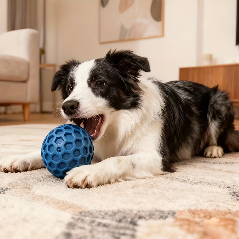 Balle sonore pour chiens de grande taille - Jouet à mâcher ultra-résistant en caoutchouc, nettoie les dents, distributeur de friandises interactif, balle durable pour les mâcheurs agressifs