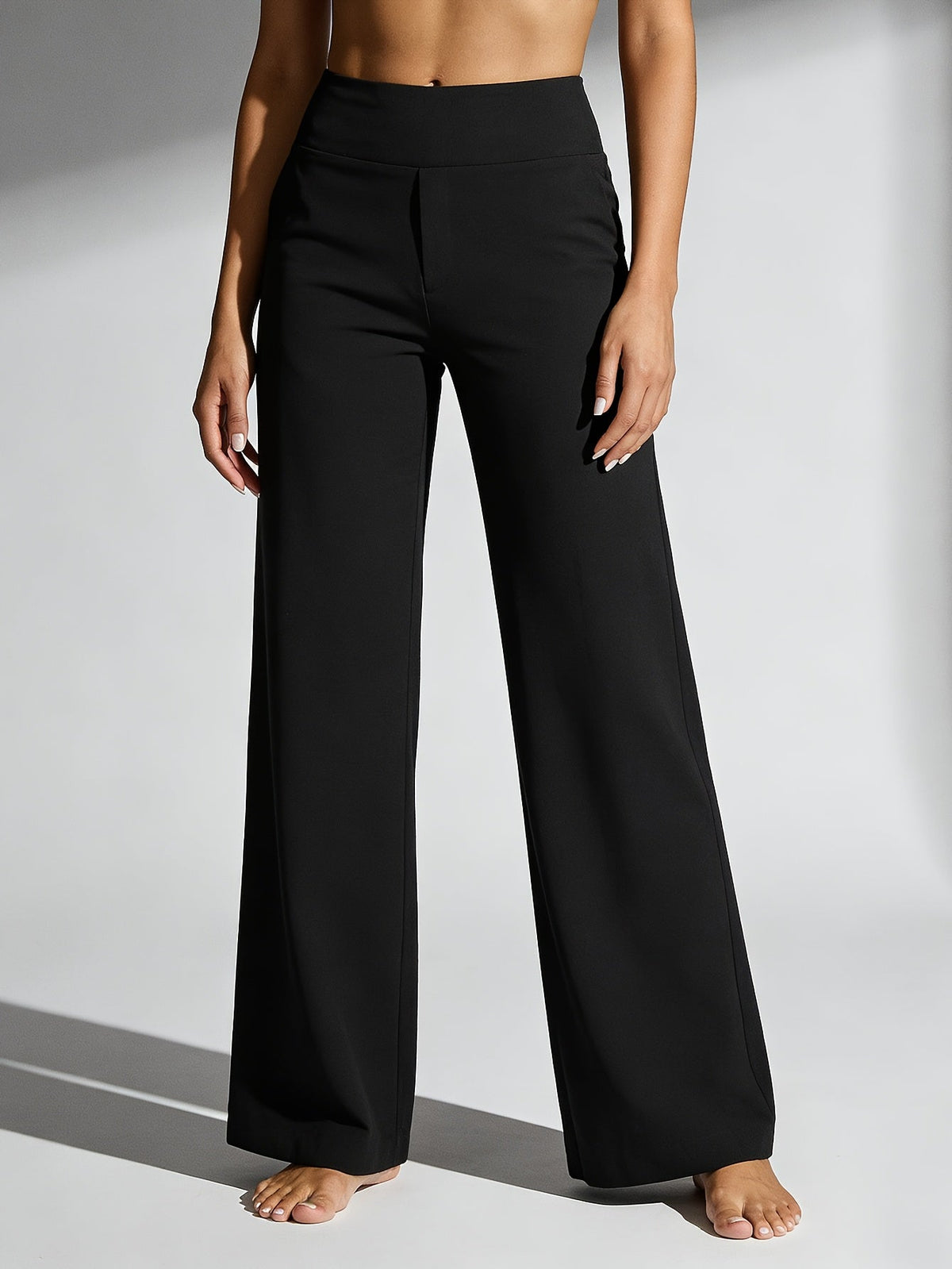 Pantalon de yoga taille haute à jambe droite pour femme avec poches – Vêtement de sport décontracté, extensible et ample pour femme, pantalon d'entraînement uni d'été pour le yoga, la gym, le pilates et le quotidien, S-XXL