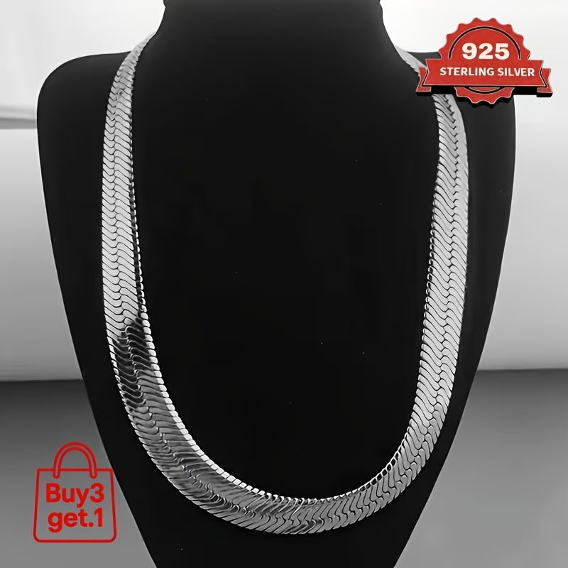 Collier et bracelet chaîne serpent plat en argent sterling 925 – Design 2D élégant et superposable, plusieurs longueurs disponibles, coffret cadeau inclus, idéal pour la Saint-Valentin, les fêtes et pour agrémenter vos tenues au quotidien