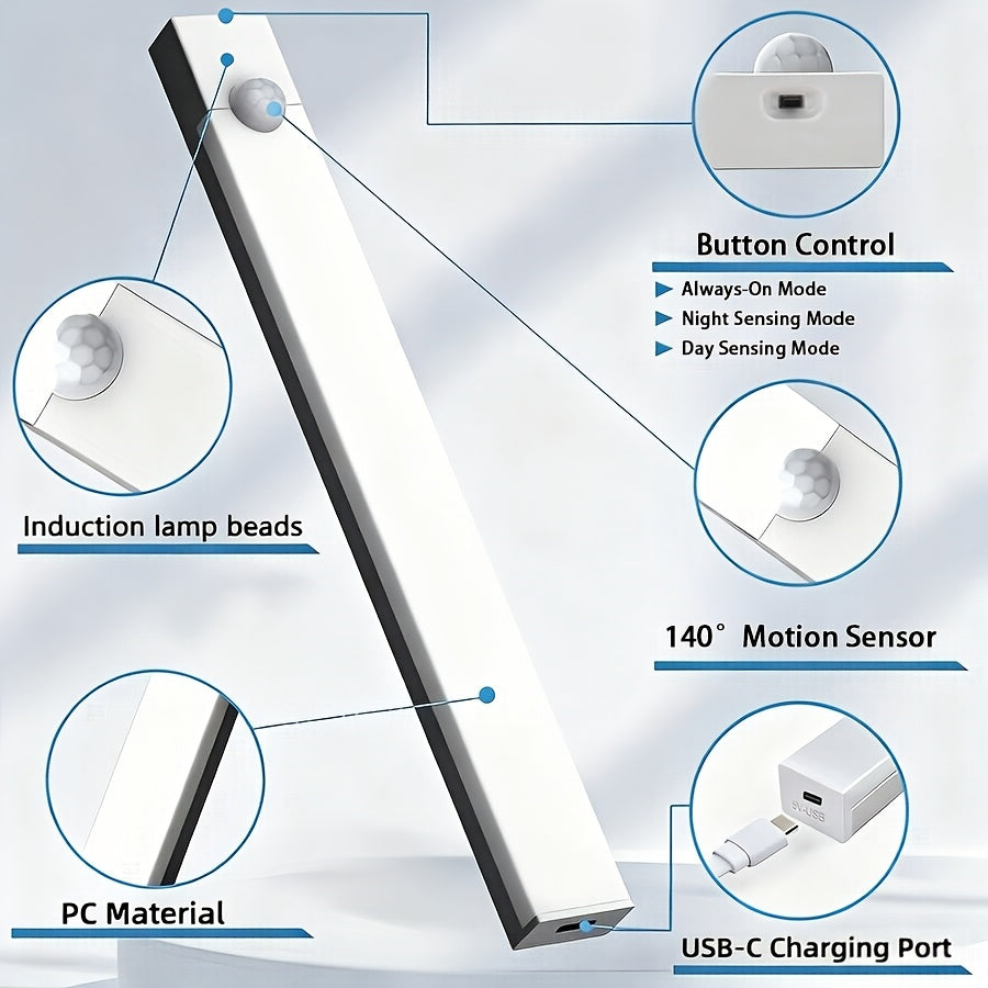 Lampes d'armoire à détecteur de mouvement LED rechargeables par USB, 6, 9, 12 pièces, veilleuse sans fil, 3 modes réglables pour chambre, escalier, cuisine, placard, sous armoire, lecture au chevet, couloir, éclairage domestique