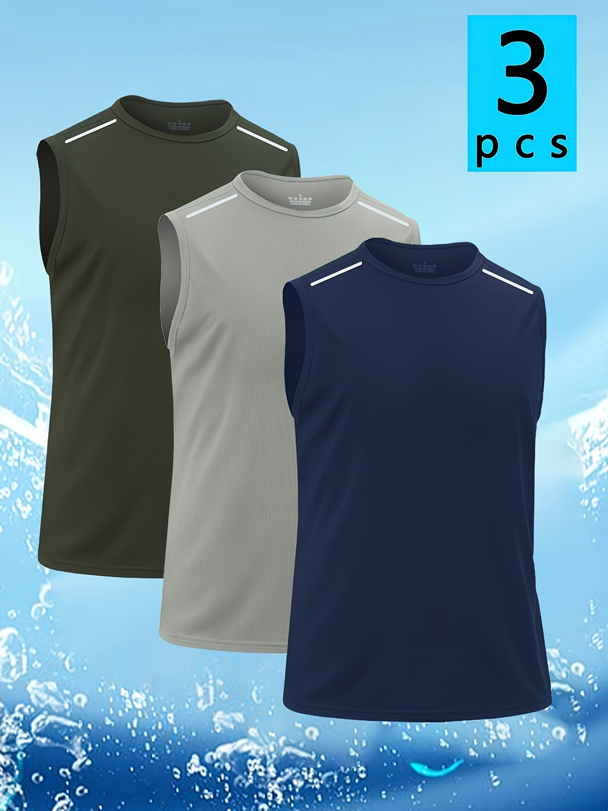 Lot de 3 débardeurs de sport à séchage rapide pour homme – Maillots de sport sans manches, t-shirts à col rond respirants et anti-humidité pour la course, la salle de sport et le quotidien, S-XXXL