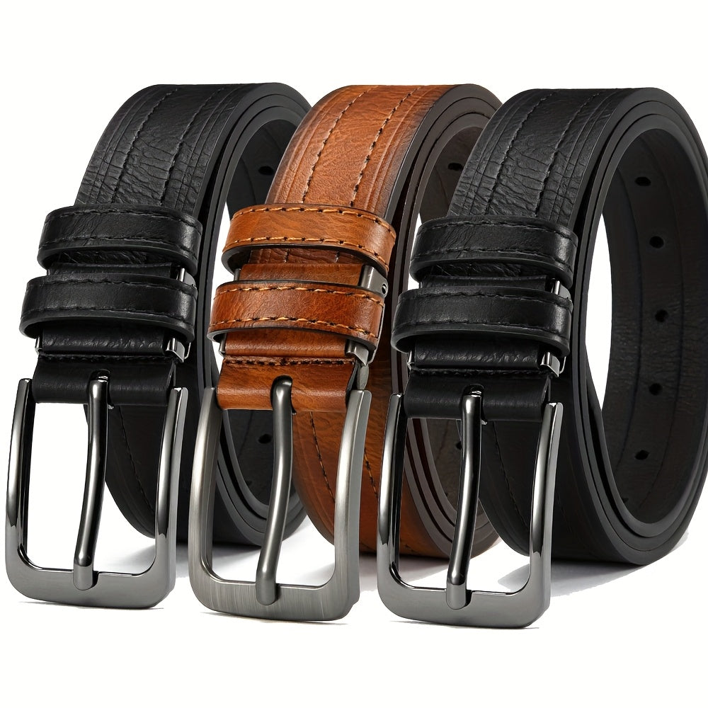 Coffret cadeau de 3 ceintures en cuir pour homme, 3,2 cm, ajustables, style classique pour pantalon habillé ou jean, cadeau idéal pour Noël ou Thanksgiving