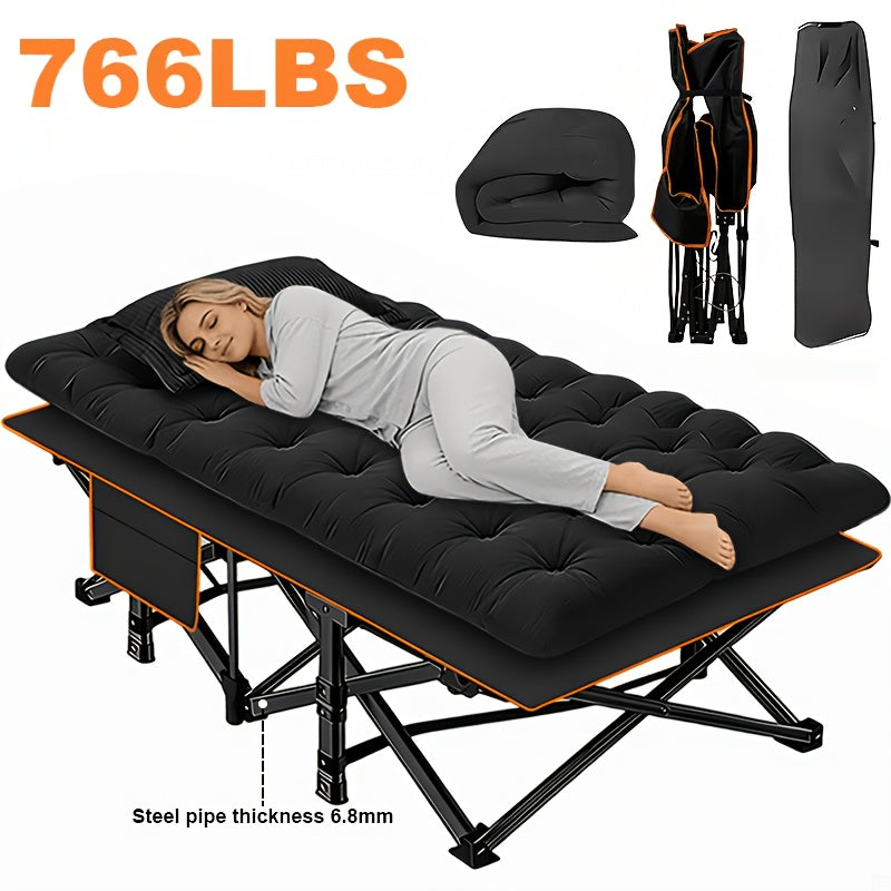 Lit d'appoint pliant robuste et lit de camp – Capacité de 256/347 kg, options de 170 cm/200 cm, matelas en option, lit de voyage portable pour adultes pour le camping, la terrasse et les invités
