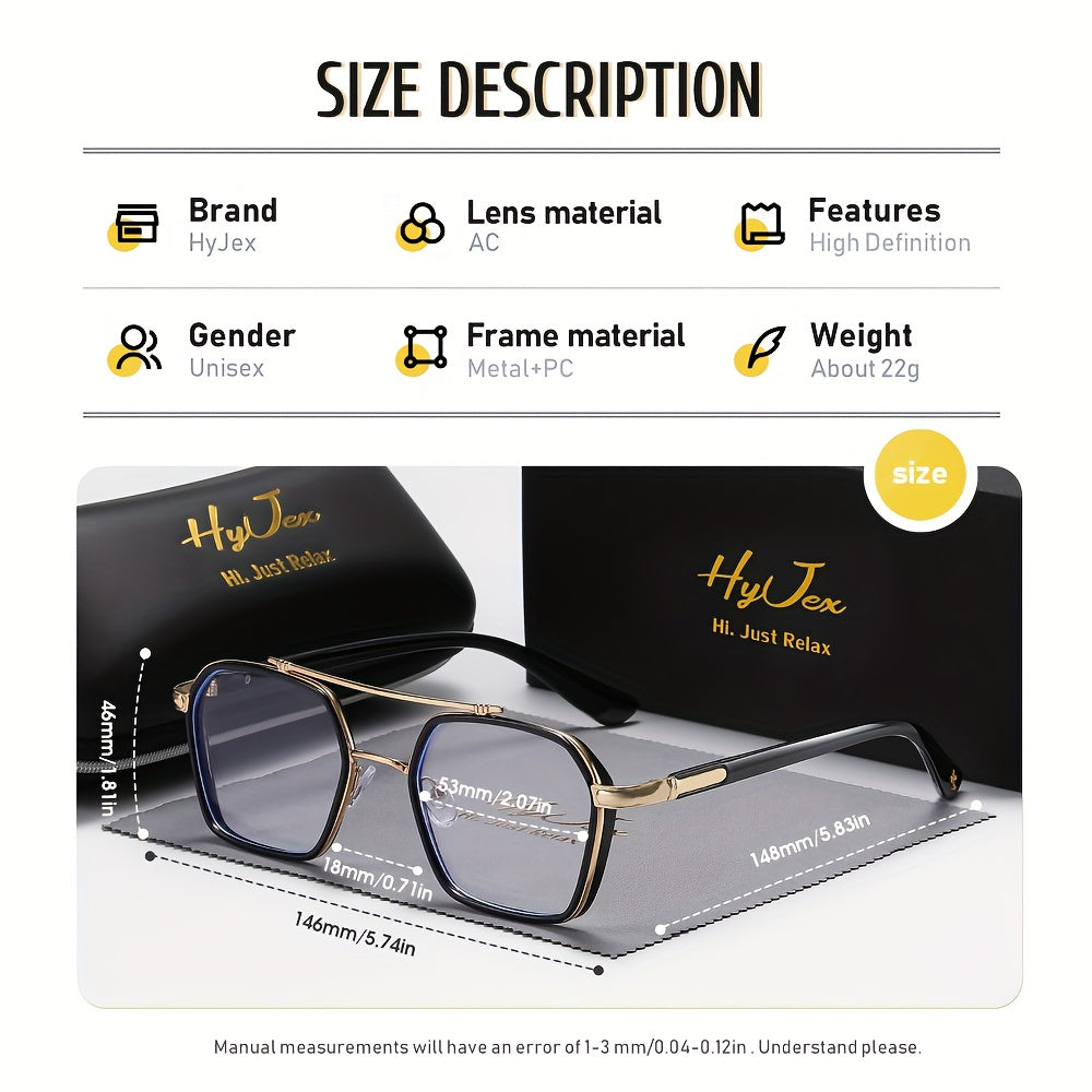Lunettes anti-lumière bleue avec monture métallique à double pont – Lunettes tendance anti-fatigue visuelle à verres transparents pour hommes et femmes, lunettes sans correction pour ordinateur et écran