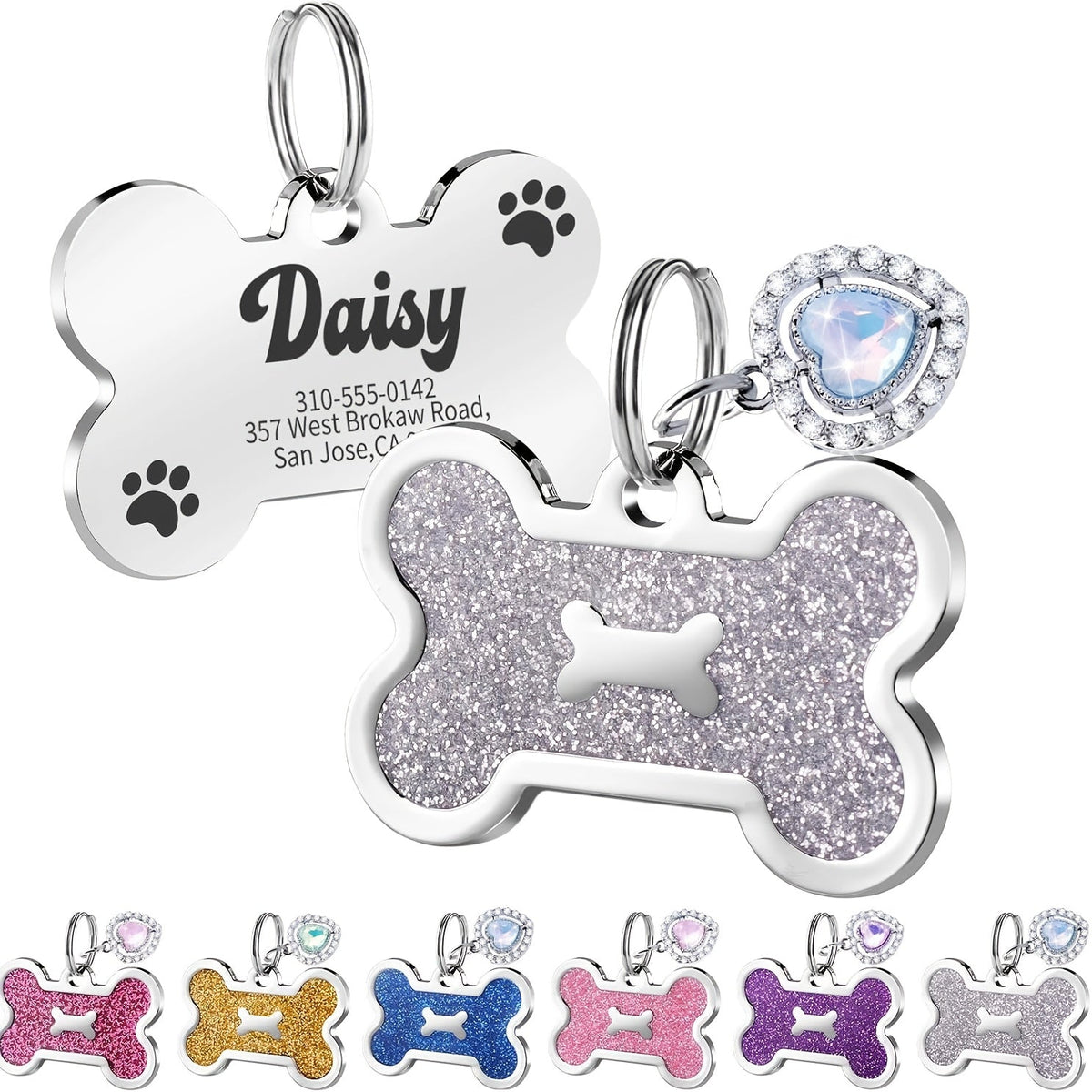 Personalized Pet ID Tag - Engravable Dog & Cat Collar Tag with Name, Phone & Info, Fits Small Medium Large Dogs & Cats, 6 Colors, Durable Everyday Pet ID Tag for Safety & Style