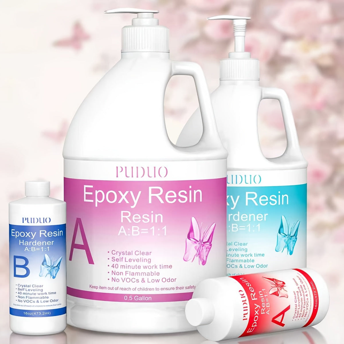 Kit de résine époxy ultra transparente en 2 parties, sans bulles, résistante au jaunissement, autonivelante pour comptoirs, tables rivière, moulage, revêtement, travaux manuels - 32oz 72oz durcissement rapide 1 gallon avec pompe
