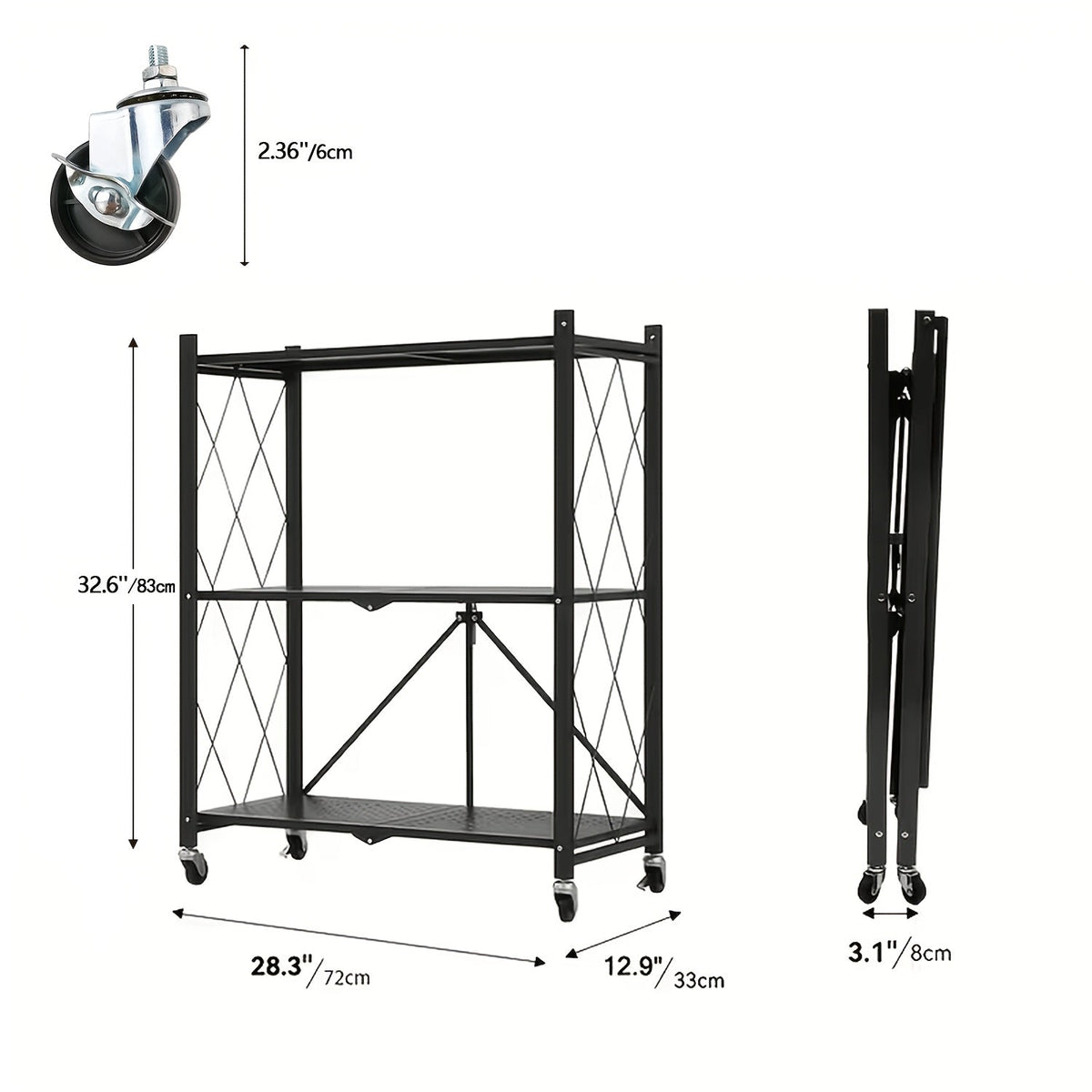 Heavy Duty Folding Storage Rack with Wheels β 3/4/5-Tier Portable Floor-Standing Shelf, No Assembly Required, for Home, Office, Bedroom & Dorm, 4 Colors Available