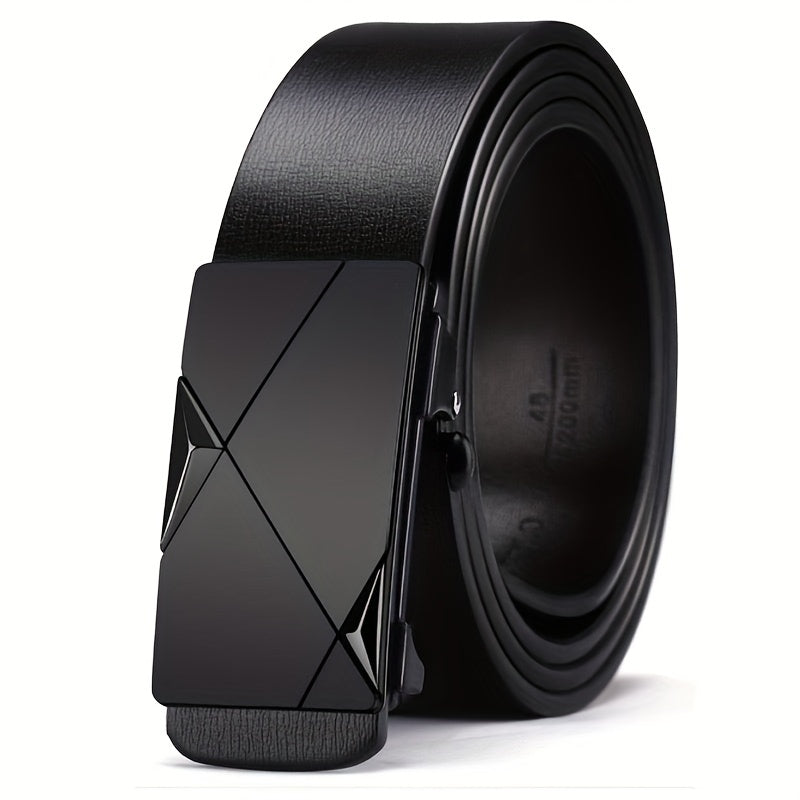 Ceinture à cliquet en cuir pour homme, boucle automatique en acier inoxydable, ceinture ajustable et recoupable, style habillé et décontracté, noir