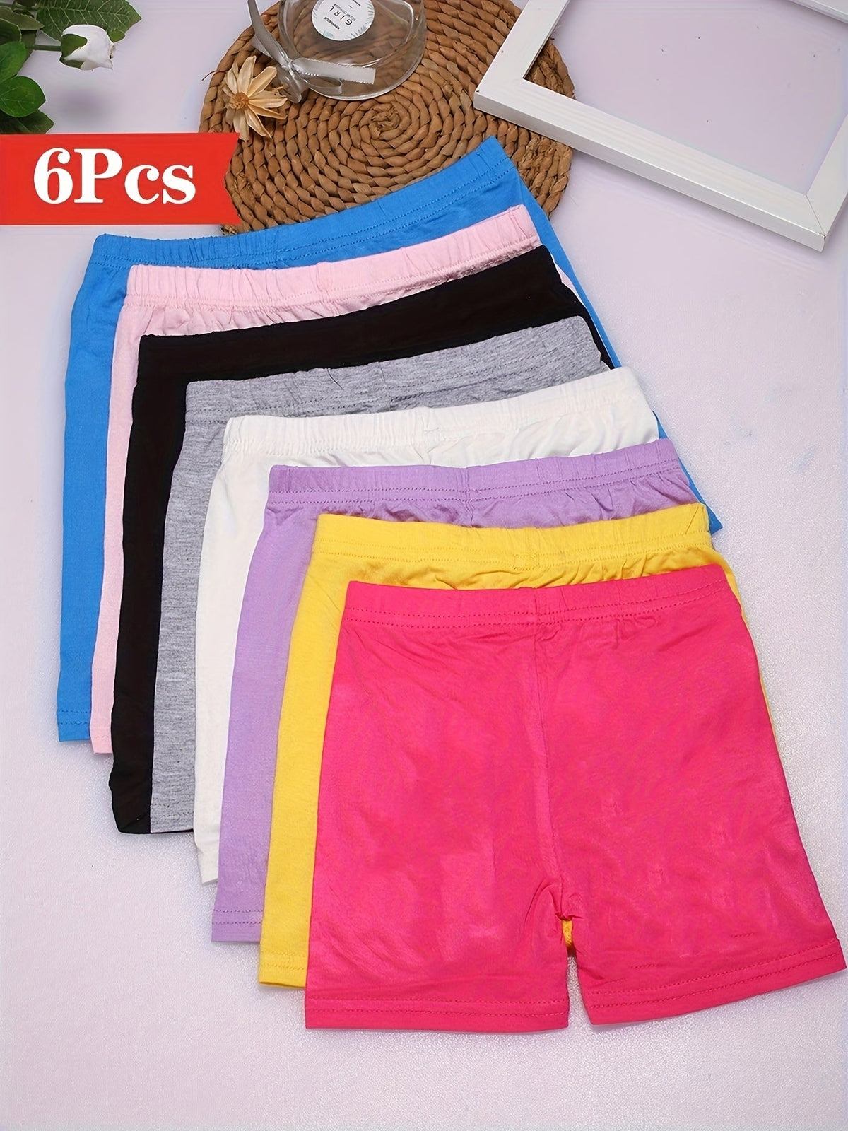 Shorts de vélo pour filles, lot de 6, shorts de gymnastique en modal doux pour tout-petits et enfants – Shorts de vélo sous robe pour la danse et les jeux en extérieur, multicolores, pour les 2 à 10 ans