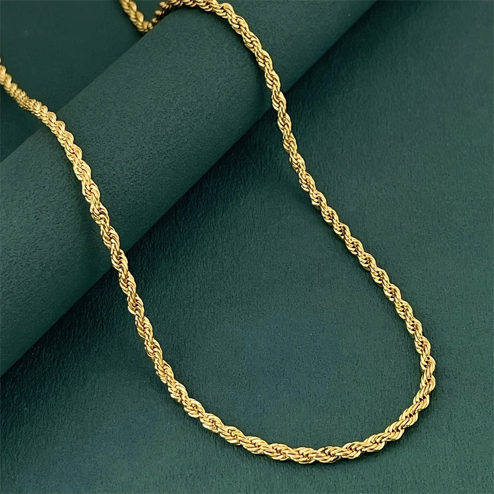 Collier chaîne torsadée plaqué or 18 carats sur argent sterling 925 – Chaîne unisexe élégante style hip-hop, 20"/22"/24", coffret cadeau pour Noël et la fête des mères