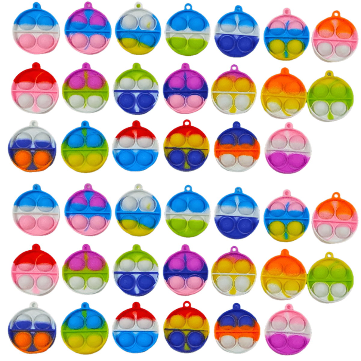 Lot de 40 mini jouets sensoriels pop bubble - Jouet anti-stress à pousser pour enfants, couleurs assorties aléatoires, cadeaux pour boîte à prix de classe, remplissage de sacs surprises pour anniversaires, jouet pour soulager l'anxiété