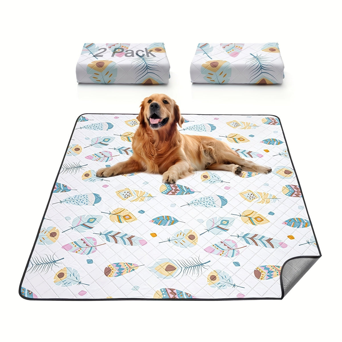 Lot de 2 alèses lavables pour chien – Tapis de dressage réutilisables, ultra-absorbants et anti-fuites avec envers antidérapant, lavables en machine pour parc, cage, apprentissage de la propreté et voyage