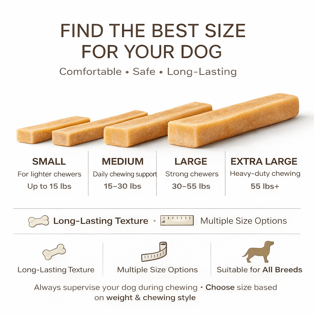 Friandises à mâcher au fromage de yack de l'Himalaya – Friandise dure longue durée pour chiens, riche en protéines et ingrédients limités, sans colorants artificiels, disponible en tailles S/M/L/XL, à l'unité ou en paquet de 4