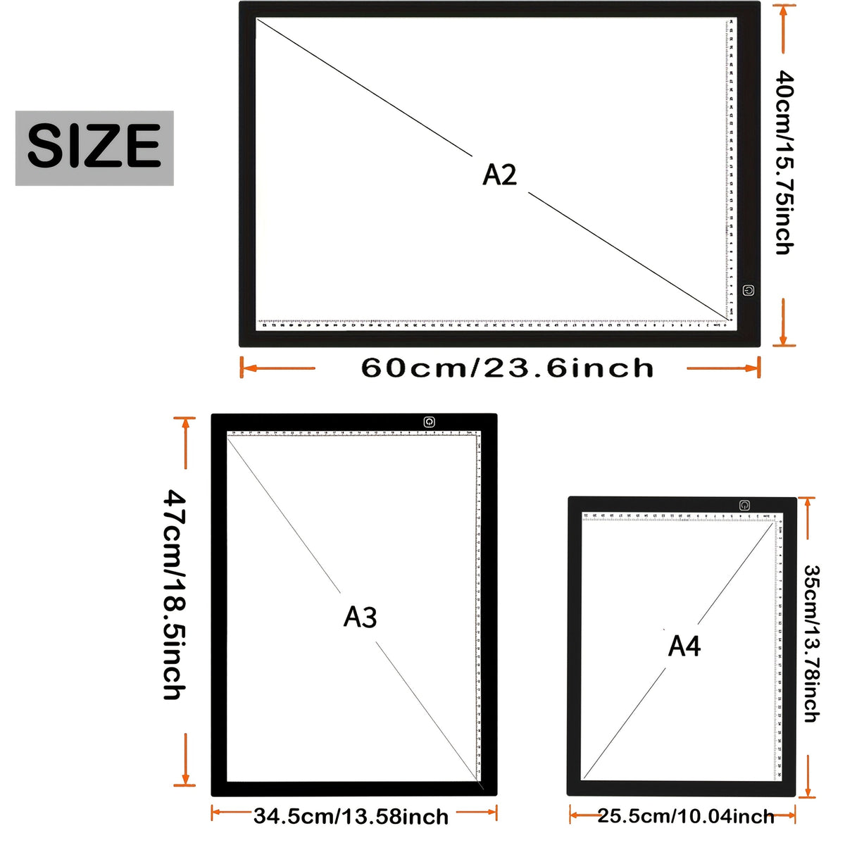 Tablette lumineuse LED A2 A3 A4 à luminosité réglable, double bande LED, table lumineuse pour diamond painting, croquis, dessin et art