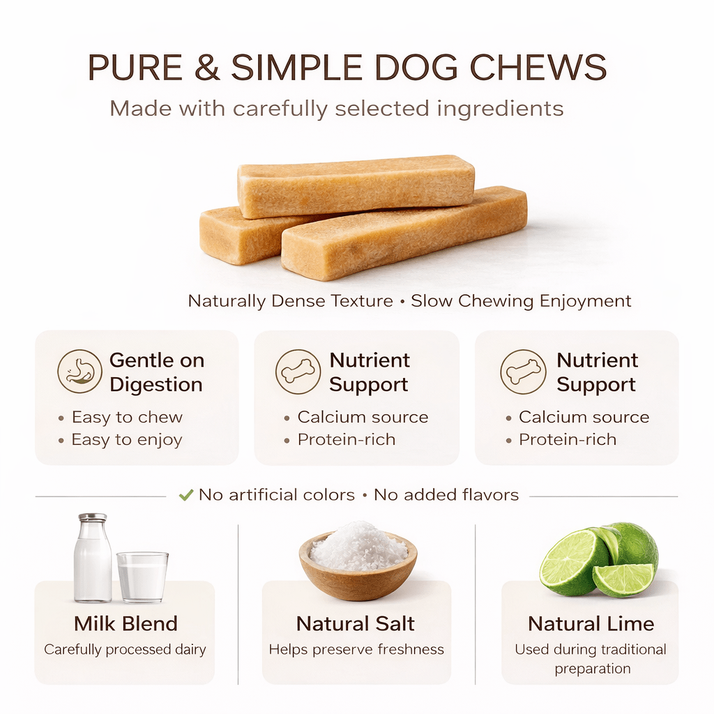 Friandises à mâcher au fromage de yack de l'Himalaya – Friandise dure longue durée pour chiens, riche en protéines et ingrédients limités, sans colorants artificiels, disponible en tailles S/M/L/XL, à l'unité ou en paquet de 4