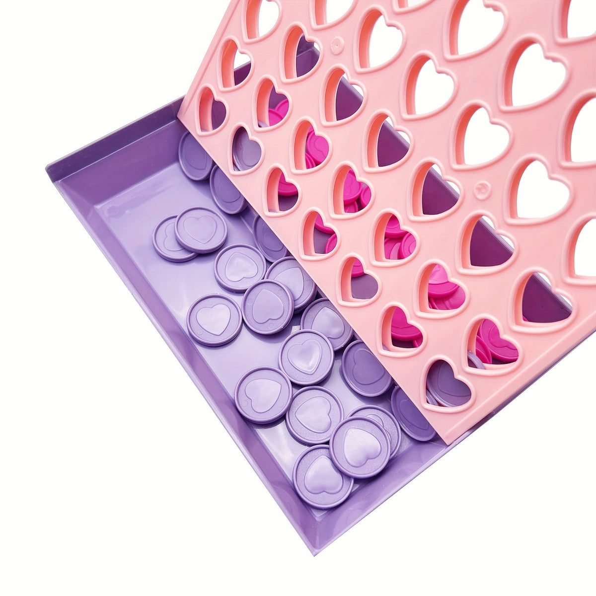Jeu de Puissance 4 de voyage pliable et portable – Jeu de stratégie style Puissance 4 pour enfants et famille, jeu compact pour parents et enfants, cadeau pour la Saint-Valentin, Noël ou un anniversaire, rose et violet 20 x 16,5 cm