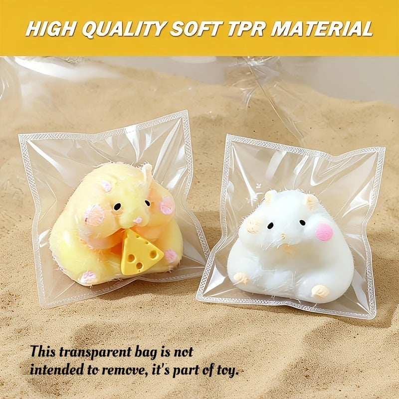 Jouet squishy mignon en forme de hamster-fromage – Jouet sensoriel anti-stress doux à remontée lente pour enfants et adultes – Jouet à presser relaxant – Cadeau amusant pour Noël, Halloween, anniversaire, bureau et fêtes – Couleur aléatoire
