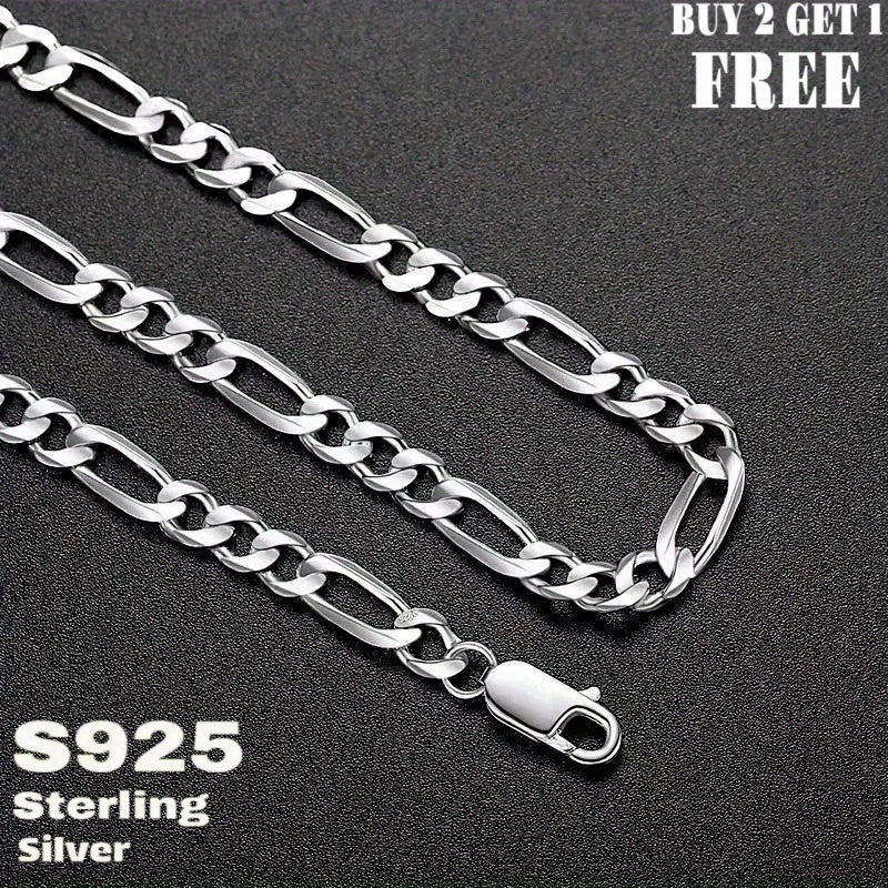 Collier chaîne Figaro en argent sterling 925 – 6 mm de large, 18 à 24 pouces, unisexe pour hommes et femmes, coffret cadeau inclus – Chaîne en argent classique pour un usage quotidien et offrir en cadeau