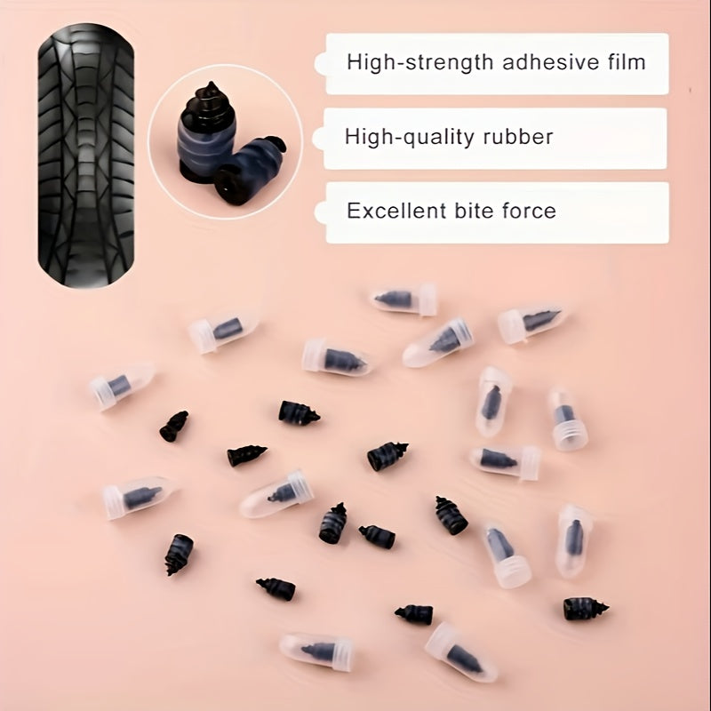 Kit de réparation de pneus 101 pièces, outils de crevaison avec clous en caoutchouc et tournevis – Solution d'urgence pour pneus tubeless de voiture, moto, camion, SUV, VTT